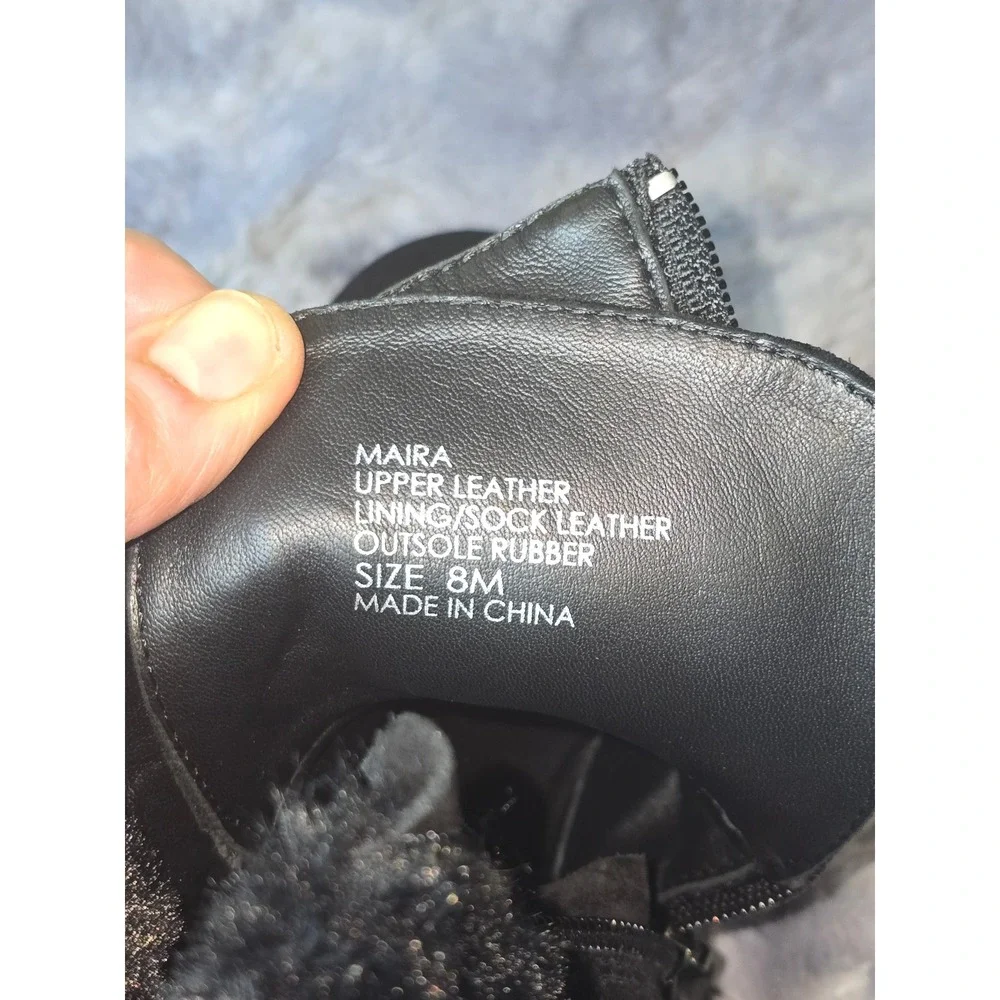 NWB Kate Spade Maira‎ Black Suede Fur Lined Lace Up Hiking Boots Women Size 8